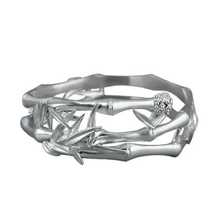 Chinese Retro Ladies Silver Inlaid Bamboo Bracelet