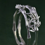 Chinese Retro Ladies Silver Inlaid Bamboo Bracelet