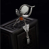 Chinese Retro Magnolia Flower Hairpin Pendant Silver Jewelry