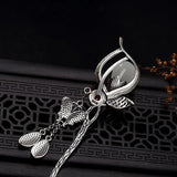 Chinese Retro Magnolia Flower Hairpin Pendant Silver Jewelry