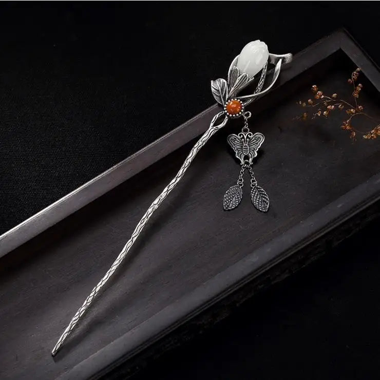 Chinese Retro Magnolia Flower Hairpin Pendant