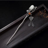 Chinese Retro Magnolia Flower Hairpin Pendant Silver Jewelry