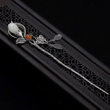 Magnolia Flower Hairpin Pendant Chinese Retro Charm Women's Silver Jewelry