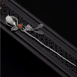 Chinese Retro Magnolia Flower Hairpin Pendant Silver Jewelry