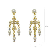 Baroque Big Cross Earrings For Women Pearl Wedding Drop Long Earrings