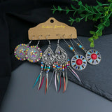 Boho Ethnic Feather Flower Earrings Vintage Jewelry Sets