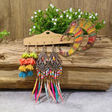 Boho Ethnic Feather Flower Earrings Vintage Jewelry Sets