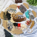 Boho Ethnic Feather Flower Earrings Vintage Jewelry Sets