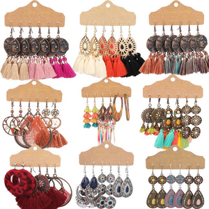Boho Ethnic Feather Flower Earrings Vintage Jewelry Sets