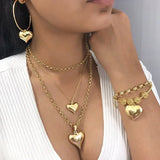 Heart Love Choker Necklace Women Statement Party Jewelry Punk Metal Pendant