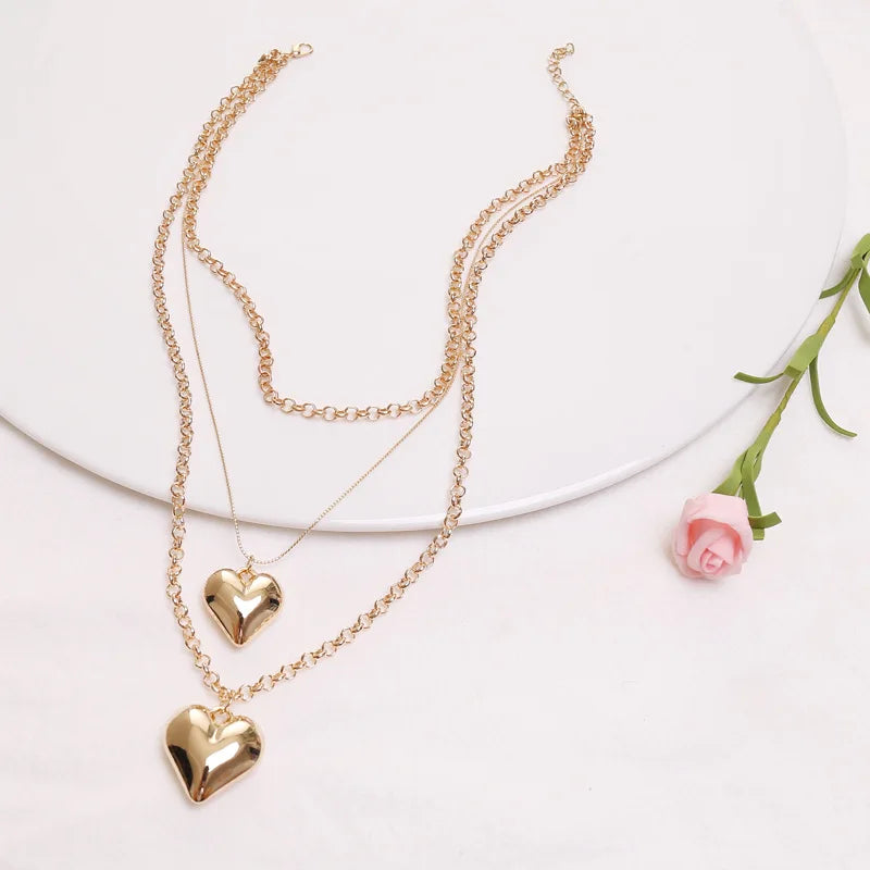 Heart Love Choker Necklace Women Statement Party Jewelry Punk Metal Pendant