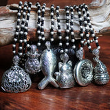 Exotic Elephant Pendant Long Necklace Thai Tibetan Silver Sweater Chain