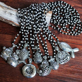 Exotic Elephant Pendant Long Necklace Thai Tibetan Silver Sweater Chain