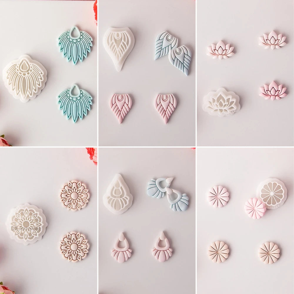 Vintage Flower Pattern Polymer Clay Molds for Earring Pendant DIY