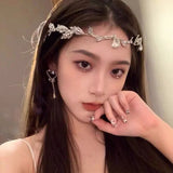 Exotic Tassel Headwear Fairy Rhinestone Eyebrows Drop Headband Bridal Wedding