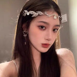Exotic Tassel Headwear Fairy Rhinestone Eyebrows Drop Headband Bridal Wedding