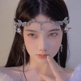 Exotic Tassel Headwear Fairy Rhinestone Eyebrows Drop Headband Bridal Wedding