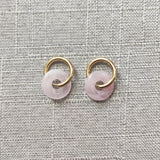 Classic Round Stone Earrings Stainless Steel Hoops Colorful Kolczyki