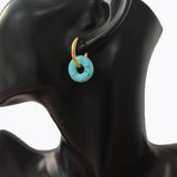 Classic Round Stone Earrings Stainless Steel Hoops Colorful Kolczyki