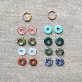 Classic Round Stone Earrings Stainless Steel Hoops Colorful Kolczyki