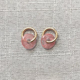 Classic Round Stone Earrings Stainless Steel Hoops Colorful Kolczyki
