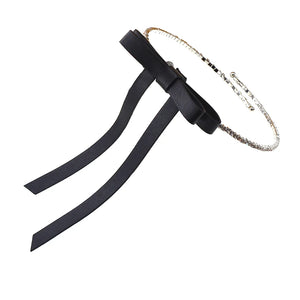 Hot Bow Tassel Necklace Female Crystal Collar Necklace