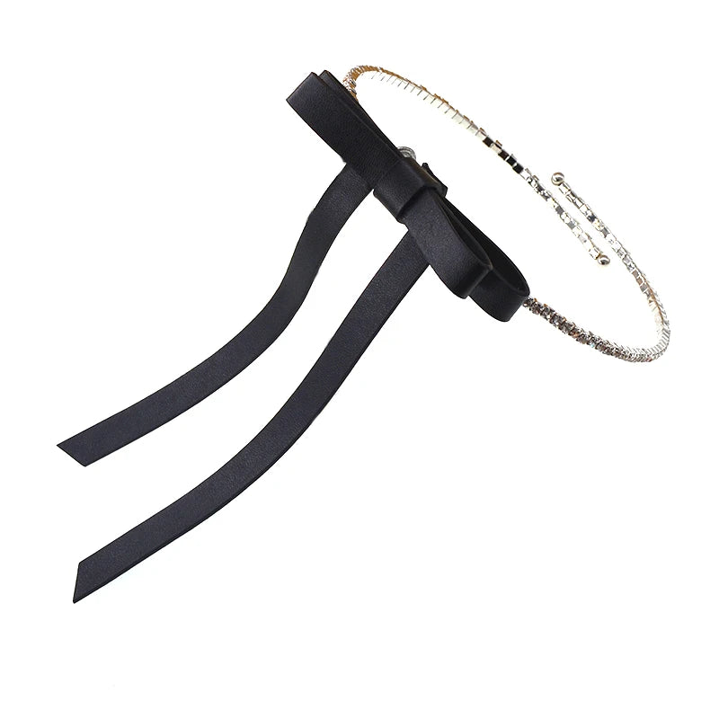 Hot Bow Tassel Necklace Female Crystal Collar Necklace