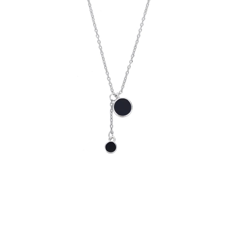 925 Sterling Silver Round Buckle Necklace Retro Clavicle Chain