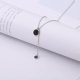 925 Sterling Silver Round Buckle Necklace Retro Clavicle Chain