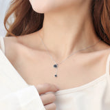 925 Sterling Silver Round Buckle Necklace Retro Clavicle Chain