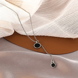 925 Sterling Silver Round Buckle Necklace Retro Clavicle Chain