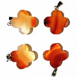 Crystal Clover Couple Necklace Pendant Chalcedony Accessories