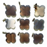 Crystal Clover Couple Necklace Pendant Chalcedony Accessories