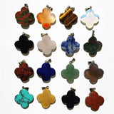 Crystal Clover Couple Necklace Pendant Chalcedony Accessories