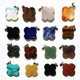 Crystal Clover Couple Necklace Pendant Chalcedony Accessories