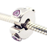 Pink Heart CZ Crystal Bead for 925 Silver Charm Bracelets DIY