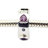 Pink Heart CZ Crystal Bead for 925 Silver Charm Bracelets DIY