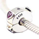 Pink Heart CZ Crystal Bead for 925 Silver Charm Bracelets DIY