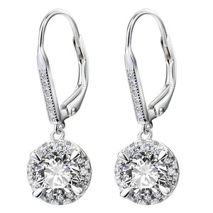 S925 Sterling Silver Zircon Clip Earrings for Wedding