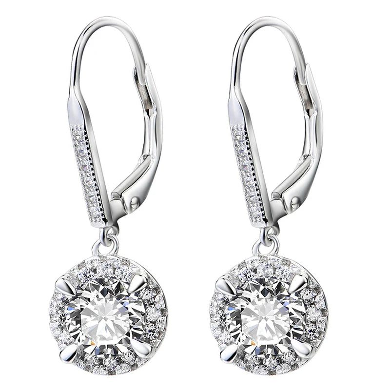 S925 Sterling Silver Zircon Clip Earrings for Wedding