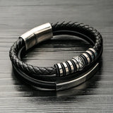 Stainless Steel Magnetic Buckle Leather Couple Bracelet