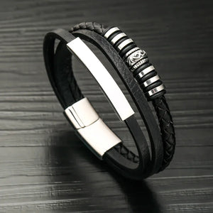 Stainless Steel Magnetic Buckle Leather Couple Bracelet