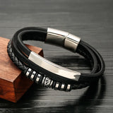 Stainless Steel Magnetic Buckle Leather Couple Bracelet