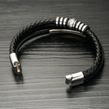 Stainless Steel Magnetic Buckle Leather Couple Bracelet