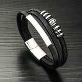 Stainless Steel Magnetic Buckle Leather Couple Bracelet