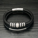 Stainless Steel Magnetic Buckle Leather Couple Bracelet