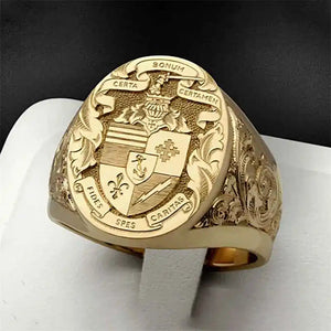 18K Vintage Carved Godfather Ring for Men