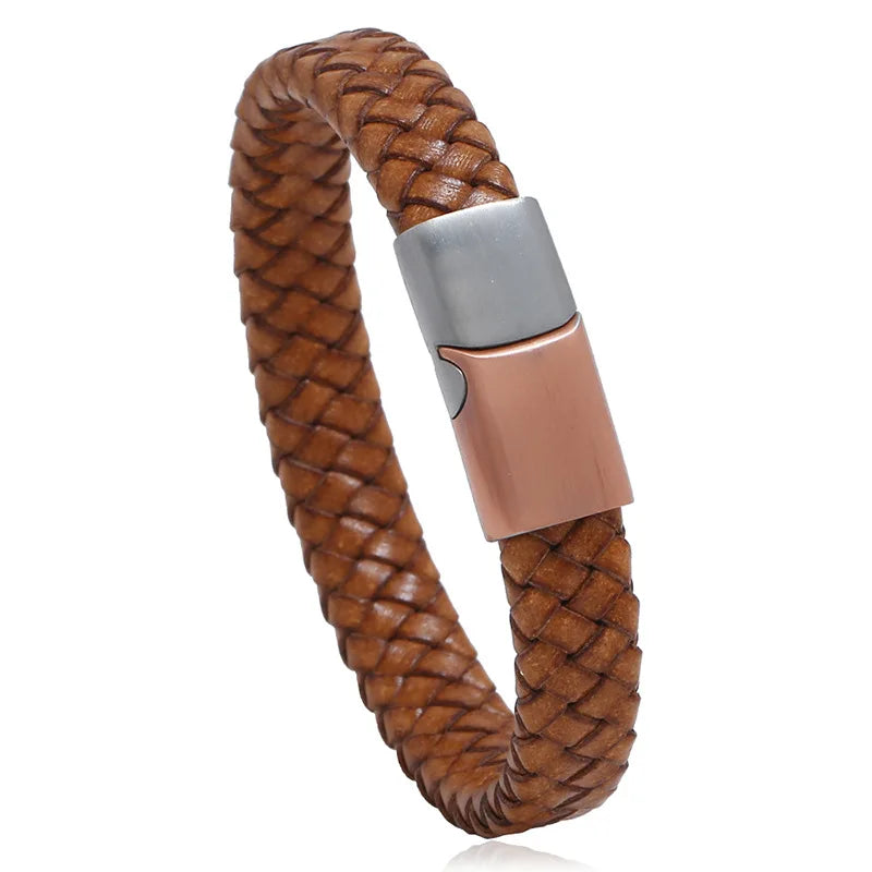Stainless Steel Leather Bracelet - Explosive Style