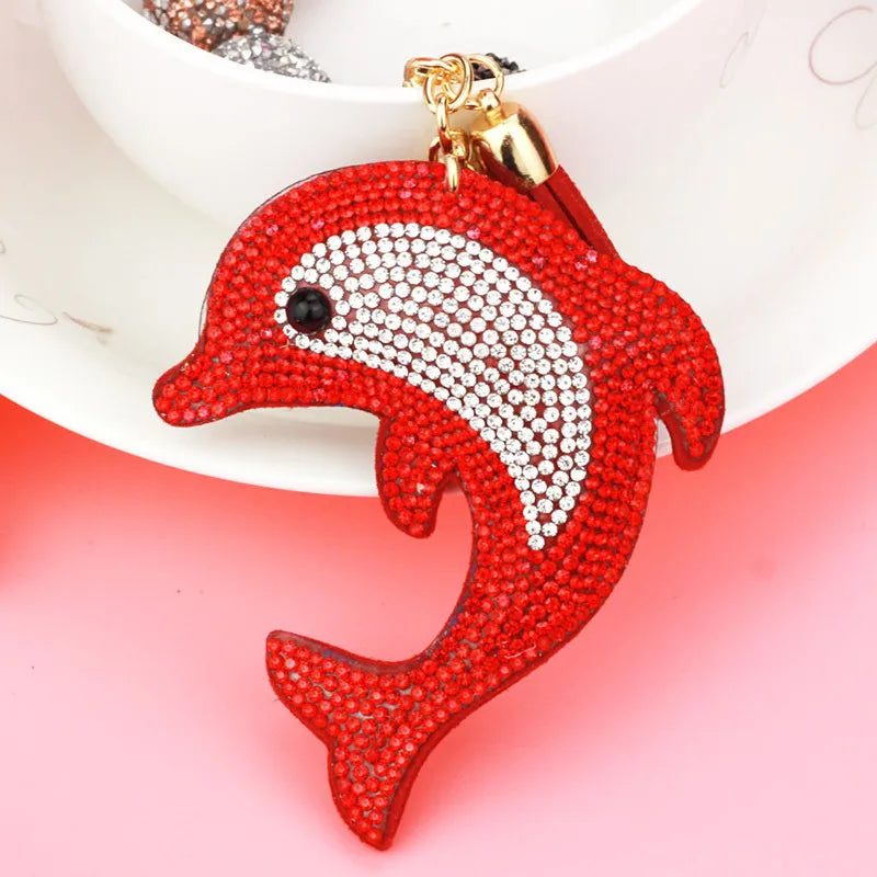 Dolphin Diamond Bag Decoration Tassel Key Chain