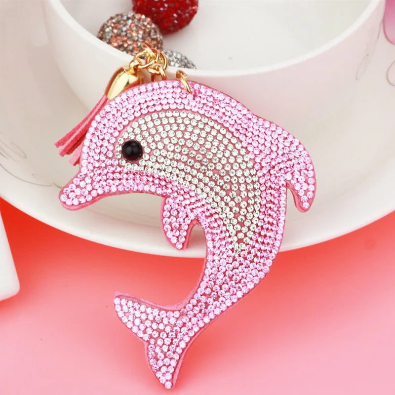 Dolphin Diamond Bag Decoration Tassel Key Chain